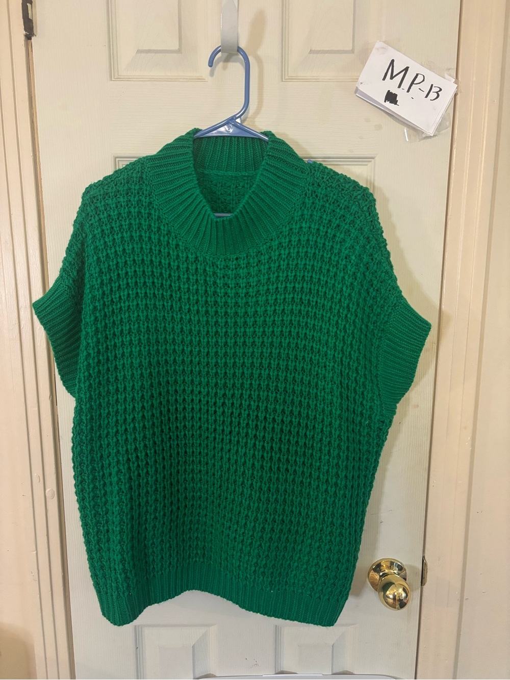 Green Knit Short-Sleeve Sweater